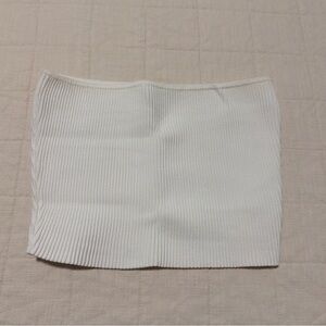 Aritzia Cream Ribbed Strapless Tube Crop Top